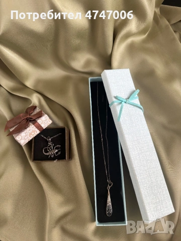 Колиета с висулки скорпион и диамантена дъждовна капка