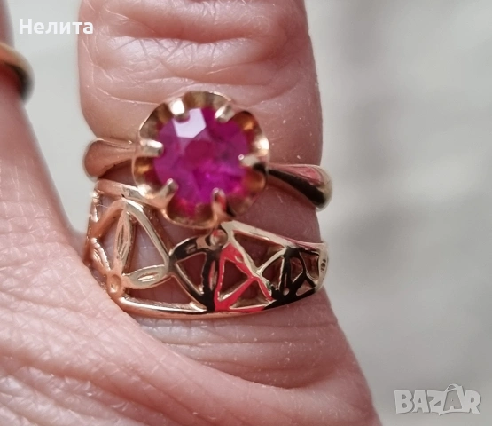 руски златен пръстен, снимка 7 - Колиета, медальони, синджири - 53389171