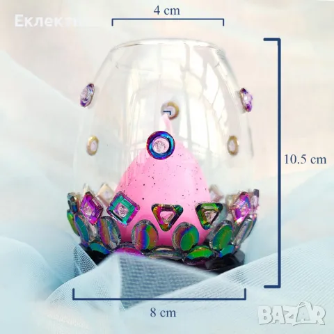 Стъклен свещник с мозайка от галванизирани мъниста, снимка 9 - Други - 49779548