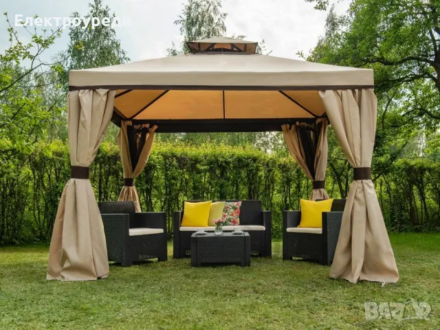 Луксозна Градинска Шатра с мрежа против насекоми 3.36x3.36 м., снимка 7 - Градински мебели, декорация  - 49544638