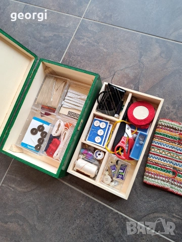 дървена кутия несесер с шивашки принадлежности 34/4, снимка 4 - Антикварни и старинни предмети - 54095158