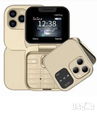 Сгъваем телефон i16 Pro, мини телефон, малък телефон, телефон с капаче, българско меню на български, снимка 18 - Телефони с две сим карти - 50298323