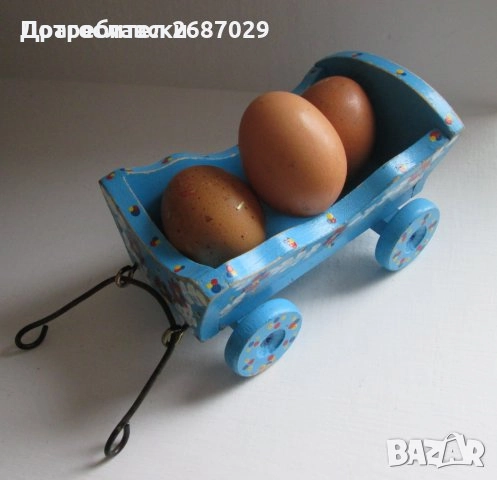 каруца кон стъклен стъкло статуетка яйце яйца Великден декорация, синя дървена каручка, снимка 18 - Други - 47813976