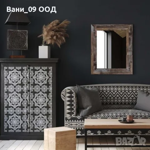 Огледало с дървена рамка във винтидж стил , снимка 2 - Огледала - 47301090