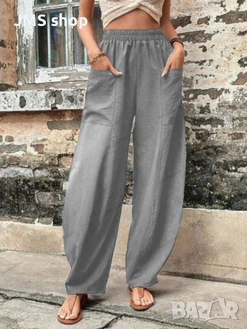 Дамски улични ежедневни едноцветни панталони с цял джоб и пачуърк, 11цвята , снимка 3 - Панталони - 45716612