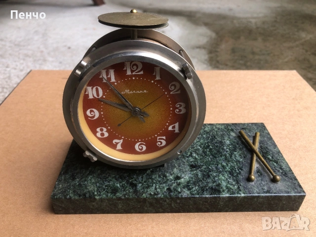 стар настолен часовник МОЛНИЯ - БАРАБАН - рядък