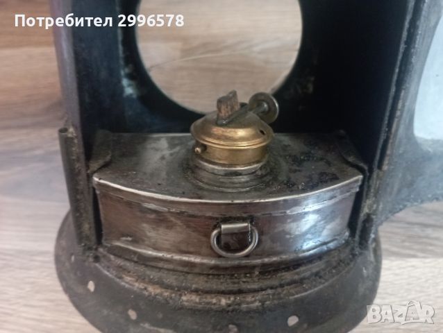 Немски ЖП фенер ( сигнален армейски газов вагонен военен фар лампа ), снимка 3 - Антикварни и старинни предмети - 46279209