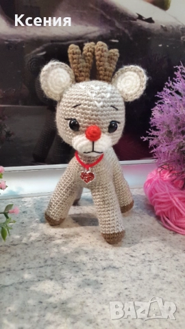 Плетена играчка Елен, Плетени, ръчно изработени, Подарък за Коледа, снимка 6 - Плюшени играчки - 51949320