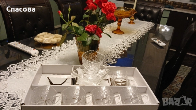 Изключително красив стъклен сервиз (термоустойчев) за кафе или чай, снимка 8 - Сервизи - 51772961