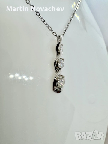 Сребърно колие с мойсанит (Диамант) 0.7 карата, снимка 3 - Колиета, медальони, синджири - 54129851