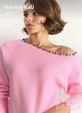 розов пуловер , снимка 3 - Блузи с дълъг ръкав и пуловери - 52991735