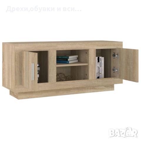 ТВ шкаф, бетонно сиво, 102x35x45 см, инженерно дърво, снимка 5 - Шкафове - 46104402