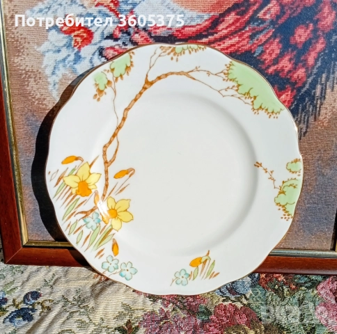 Троен сет за чай, английски костен порцелан , снимка 6 - Антикварни и старинни предмети - 52942333