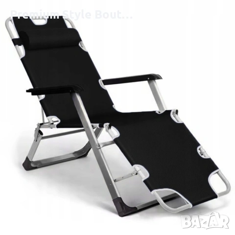 Сгъваем градински шезлонг с ватирана възглавница, регулируема облегалка , 178 см, снимка 12 - Градински мебели, декорация  - 53923407