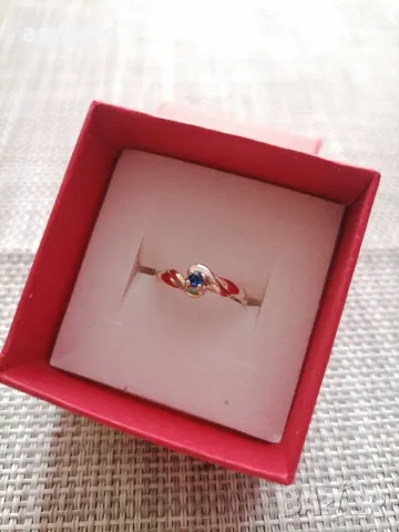 Сребърен пръстен със син цирконий - модел PLR009