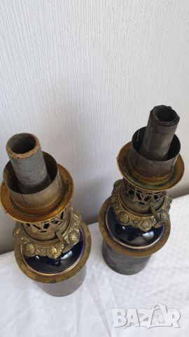 Комплект френски старинни месингови лампи 19ти век, снимка 7 - Антикварни и старинни предмети - 45254757