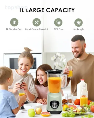 Блендер за сок Cosicosy с кана 1 л без BPA, 500 W, 2 скорости, зелен, снимка 6 - Блендери - 50355253