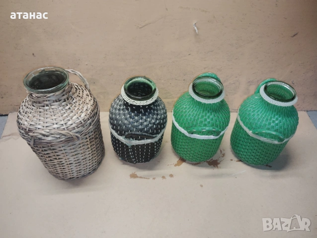 Стари стъклени, оплетени буркани, дамаджани., снимка 5 - Други стоки за дома - 54270183