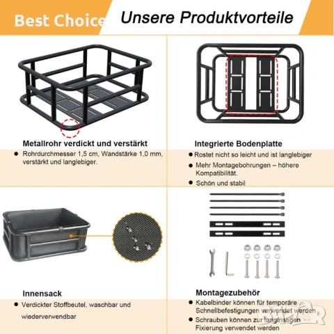 Кошница за велосипед, мотопед, скутери и електрически. + Товарна мрежа, дебела подплата и дъждобран, снимка 8 - Аксесоари за велосипеди - 53058497