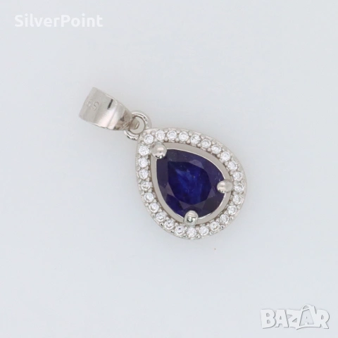 Сребърна висулка с натурален Сапфир Royal Blue 