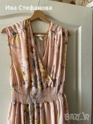 Разкошна нова  лятна елегантна ежедневна рокля нежен флорален принт цветя прасковена праскова H&M hm, снимка 6 - Рокли - 40721588
