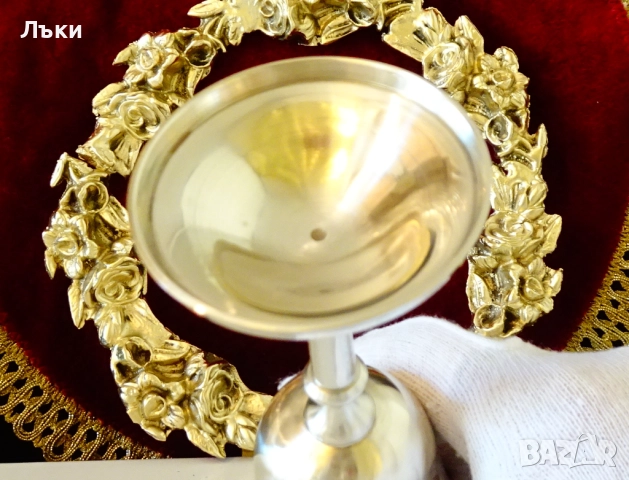 Разкошна бронзова чаша за вино 16 см.,барок. , снимка 8 - Антикварни и старинни предмети - 52228110