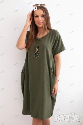 Дамска рокля с джобове и висулка, 3цвята , снимка 6 - Рокли - 45684814