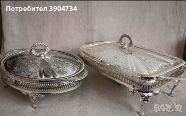 Комплект стари посребрени съдове, снимка 1 - Антикварни и старинни предмети - 45434042