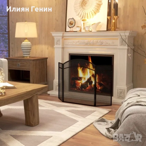 HOMCOM Защитен панел за камина, Сгъваем, С покритие, снимка 2 - Други - 52015064