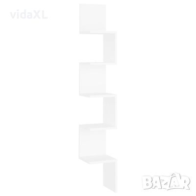 vidaXL Стенен ъглов рафт, бял, 20x20x127,5 см, ПДЧ（SKU:807277
