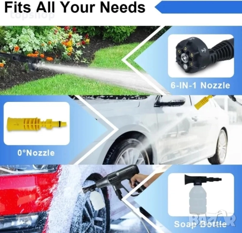 ЧИСТО НОВА, ТЕСТВАНА безжична водоструйка Huhomco UK 200 Bar / 2900 PSI Преносима с 2 батерии..., снимка 5 - Аксесоари и консумативи - 51637817