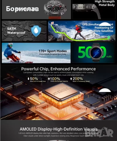 Smart Watch GPS ATS3085L, снимка 5 - Друга електроника - 50495453