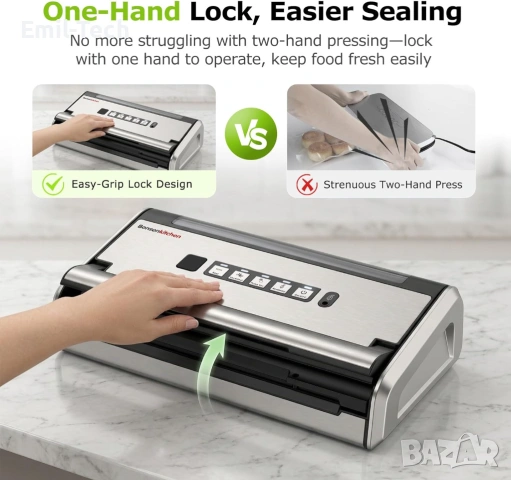 Вакуум машина за храна Bonenkitchen – неръждаема стомана, 5 функции, нова, снимка 2 - Други - 54045333