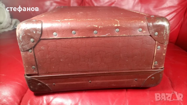 Стар български жакардов куфар, средна големина, 10.08.1959 г, ТПК Г. Дамянов, снимка 6 - Антикварни и старинни предмети - 50833490