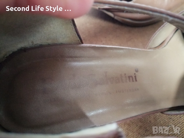 Emilio Salvatini номер 40 дамски елегантни обувки на ток; естествена кожа; цвят карамел, снимка 11 - Дамски елегантни обувки - 52877995