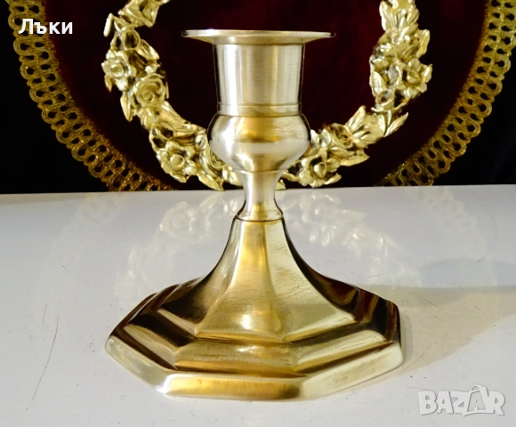 Бронзов свещник 9 см.,Art Deco , снимка 2 - Антикварни и старинни предмети - 52514451