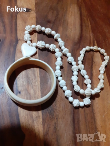 Комплект бижута - гердан и гривна от кост, снимка 7 - Антикварни и старинни предмети - 53286259