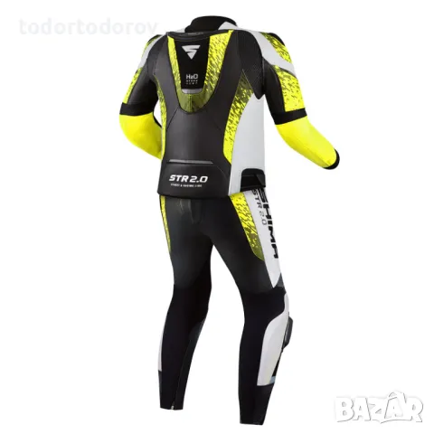 Кожен мото екип SHIMA STR 2.0 RED-FLUO,2ч.гърбица протектори, снимка 2 - Аксесоари и консумативи - 49818160