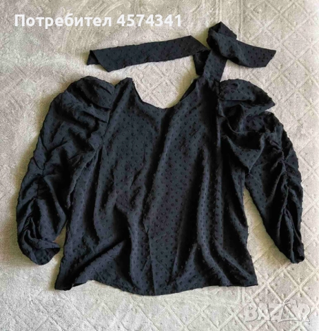 Черна блуза с 3/4 ръкави ZARA, снимка 2 - Блузи с дълъг ръкав и пуловери - 51474496