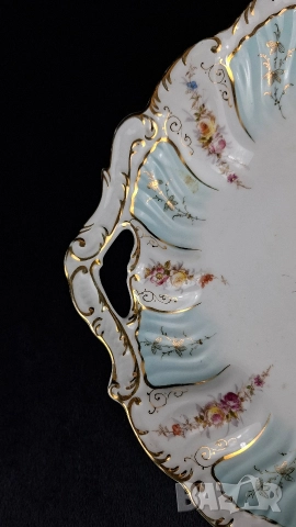 Старо порцеланово плато - Carl Tielsch, над 100-годишно, снимка 3 - Други ценни предмети - 52564094