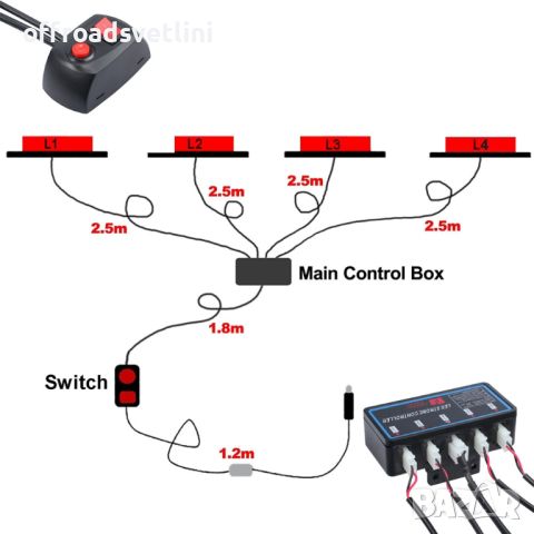 6 Led 4 бр Аварийна Лампа Жълта Блиц Светлина с Контролер 8 Режима 12V, снимка 4 - Аксесоари и консумативи - 46609280