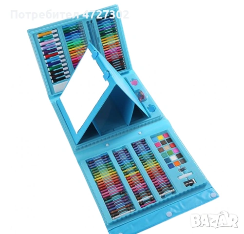 Детски комплект за рисуване в куфар от 208 части / Цвят: Син, розов. / *ПРОМОЦИЯ*