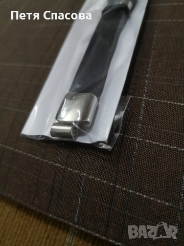 Мъжка кожена гривна с дължина 21,5см., снимка 4 - Гривни - 52741440