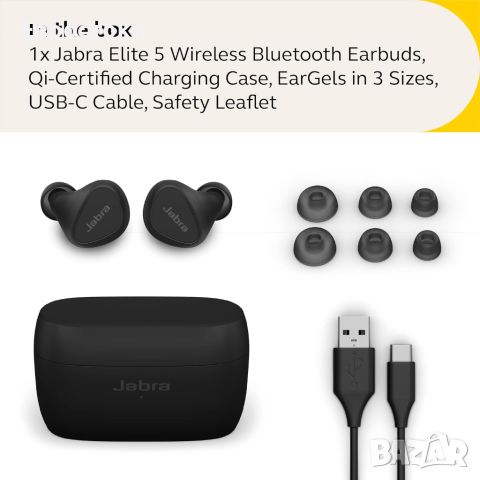 Безжични Bluetooth слушалки Jabra Elite 5 True Wireless In-Ear Bluetooth Earbuds, снимка 5 - Безжични слушалки - 45581478