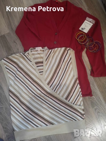 Лот L: жилетка, блуза, 20 броя гривни, колие и 2 броя тениски, снимка 2 - Комплекти - 52052232