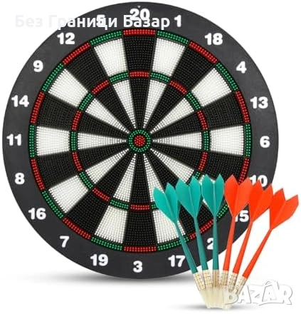 Нов Дартс комплект 42 см с 6 безопасни стрелички за деца и възрастни Мишена