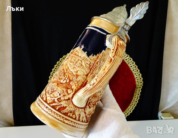 Халба с калаен капак Löwenbräu München., снимка 6 - Антикварни и старинни предмети - 52887300