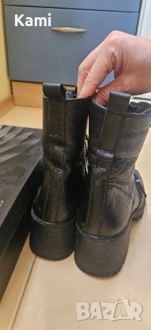Черни боти, естествена кожа, номер 39, снимка 11 - Дамски боти - 51950629