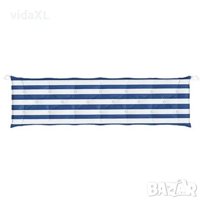 vidaXL Възглавници за външни пейки 2 бр синьо-бели 200x50x7 см плат(SKU:361747), снимка 4 - Градински мебели, декорация  - 49135578