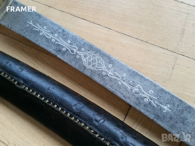 Османски Ятаган от 18 век с кания каракулак нож кама кинжал сабя , снимка 4 - Антикварни и старинни предмети - 50930481